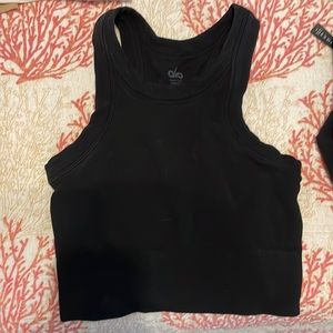 ALO Yoga Women's Top Glee Seamless Sports Bra Long Line High Neck Ribbed Small S